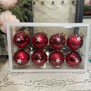 Vintage Glass Ball ornaments stars red gold silver Holiday tree Christmas patrio